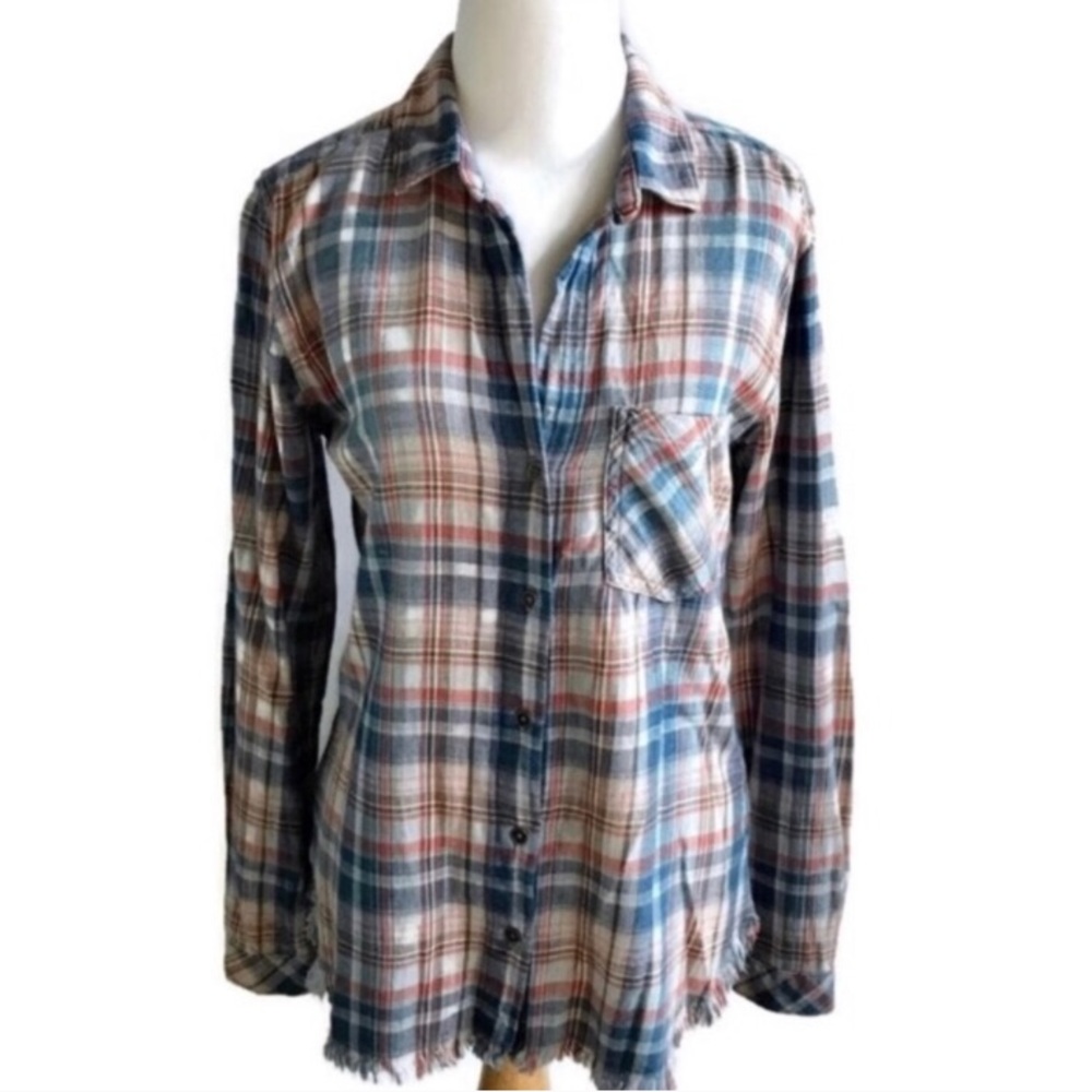 🧣Anthropologie Cloth & Stone frayed flannel